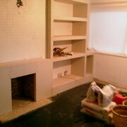 FAUX CHIMNEY & INSET T.V WALL WITH STORAGE