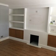 Faux Chimney & media wall with storage