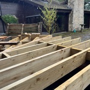 New decking with cantilever over pond