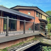 New decking with cantilever over pond